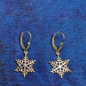 Sterling Silver Snowflake Leverback Earrings